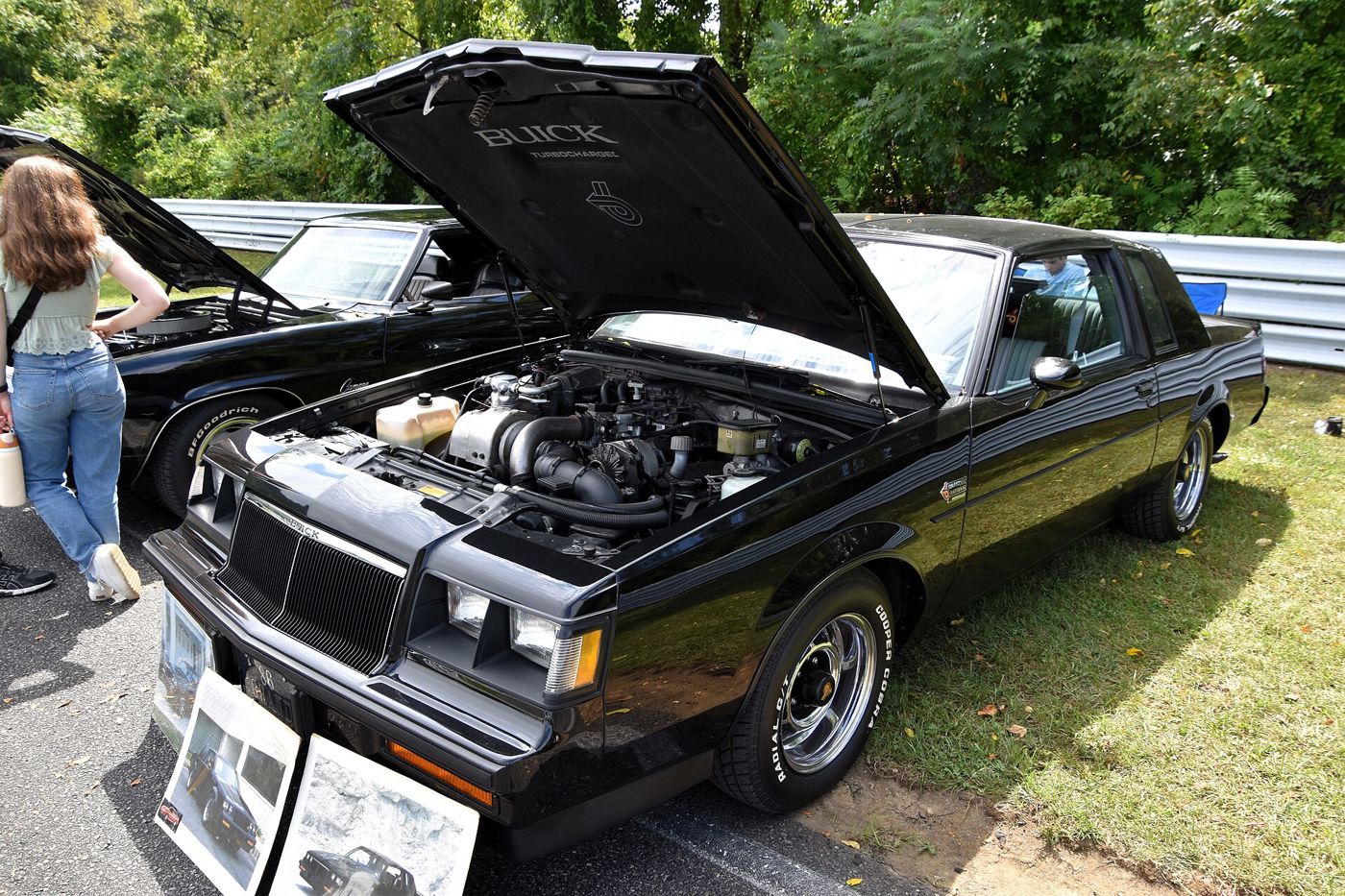 Black 1986 Buick Regal Grand National with hood raised showing the intercooled turbo V-6