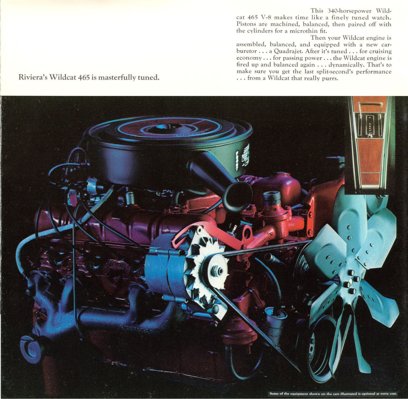Brochure photo of the Wildcat 465 V-8 engine used in the 1966 Riviera